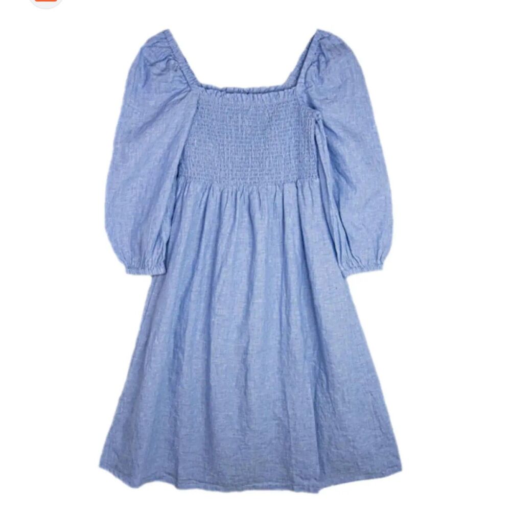 We Are Kindred Blue Puff Long Sleeve Midi Dress Cotton Size S 4